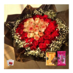 Mid Size Premium Rose Bouquet + Chocolate + Card - Image 3