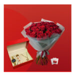 Premium Rose Bouquet, Jewellery Set & Card