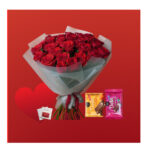 Premium Rose Bouquet + 2 Chocolates & Valentine Card